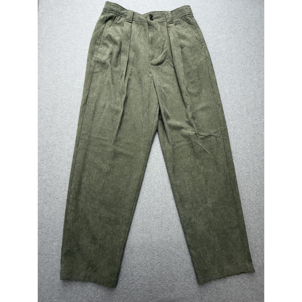 Madewell Pants Womens 10 Green Corduroy Straight Leg Pleated Lined Insulated